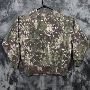 Bear River Sweatshirt Mens Large Camo Green Leaf Outdoor Hunting Pullover